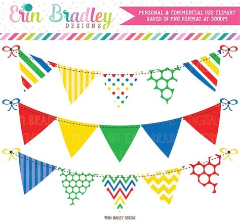 Primary Colors Bunting Clipart Graphics Instant Download Bunting Clip ...