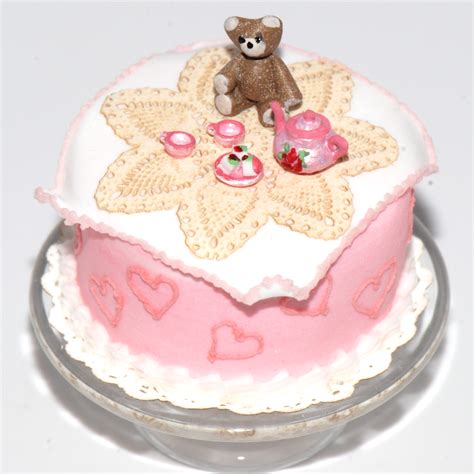 Teddy Bear Picnic Cake w/ Tea Set | Stewart Dollhouse Creations