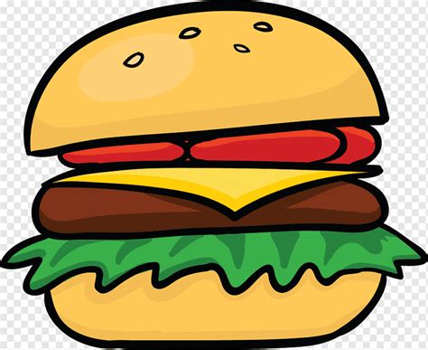 Hamburger Cheeseburger Hot dog Veggie burger Cartoon, junk food, food, tomato, cheeseburger png ...