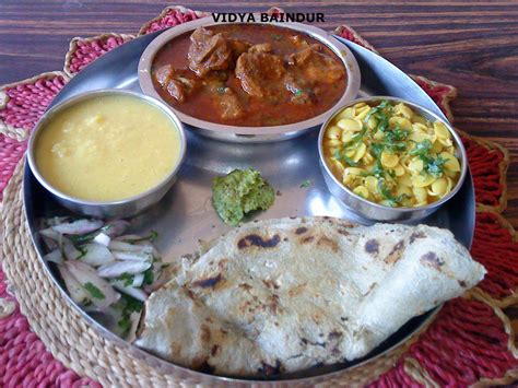 MY MUTTON THALI.......(Mutton Saguti, Dal Varan, Sprouted Val Birade(Usal), Green Mirchi Thecha ...