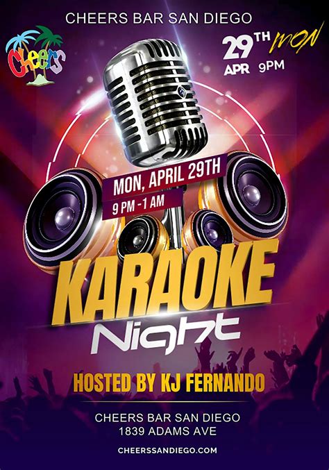Cheers Bar San Diego Karaoke Night with KJ Fernando, Cheers Bar San Diego, 29 April 2024 ...