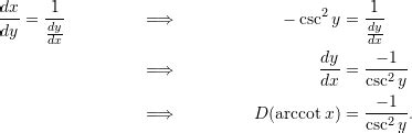 Establish the formula for the derivative of arccot x - Stumbling Robot