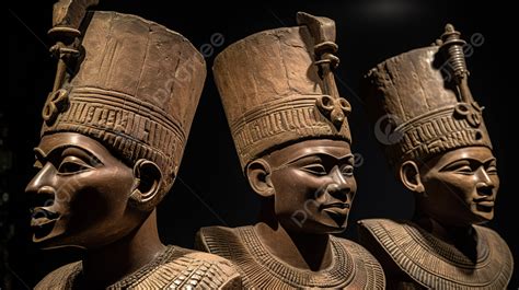 The Three Statues Of Egyptian Kings Shown Alongside Of Each Other Background, Picture Of African ...