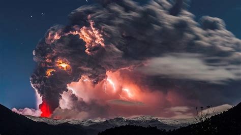 Negroni captures the fierce power of nature when lightning strikes over volcanic eruptions ...