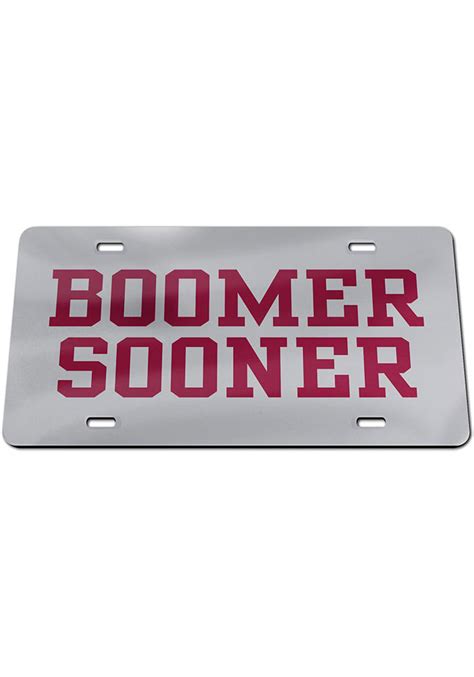 Oklahoma Sooners License Plate- Oklahoma Sooners Boomer Sooner License Tag - SILVER