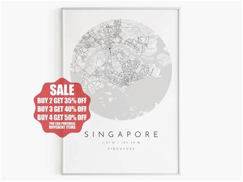 Singapore Map Print Singapore Map Poster Singapore City - Etsy