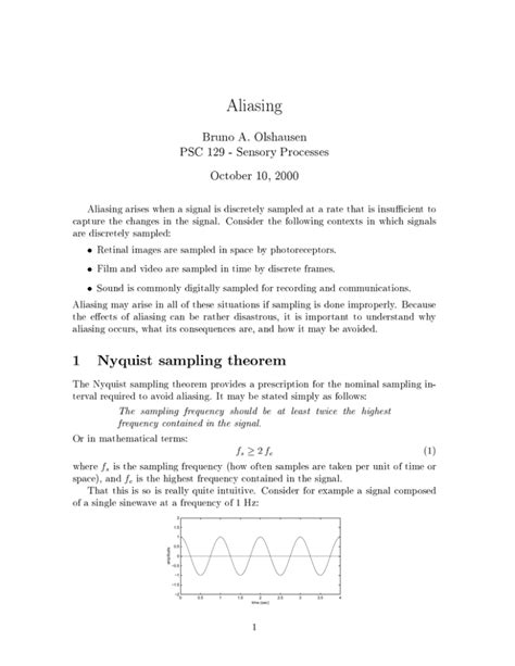 1 Nyquist sampling theorem