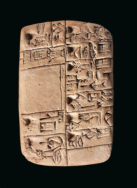 A MESOPOTAMIAN PROTO-CUNEIFORM CLAY TABLET WITH ACCOUNT OF MONTHLY ...