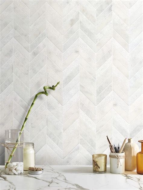 White modern marble chevron mosaic backsplash tile calacatta gold countertop BA631613 ...