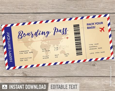 Boarding Pass Template, Printable Boarding Pass, Fake Plane Ticket Gift ...