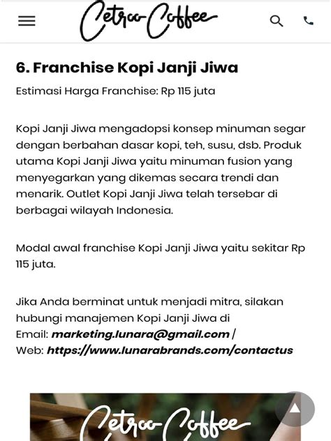 Franchise Kopi Janji Jiwa PDF | PDF