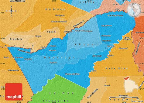 Political Shades Map of Pando