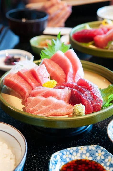 Japanese Fresh Tuna Sashimi Toro Otoro Maguro Chutoro Stock Photo - Image of rice, orange: 213046058