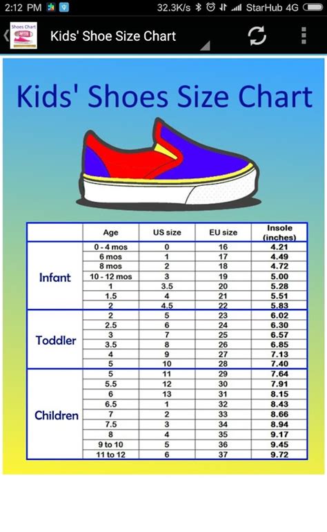 Kids To Adult Shoe Size Chart