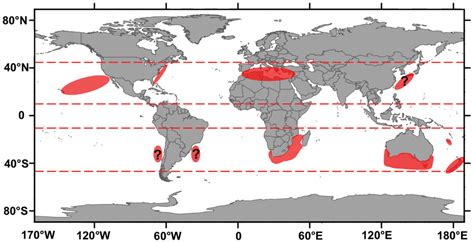 Global hotspots of white sharks. Known global white shark aggregation ...