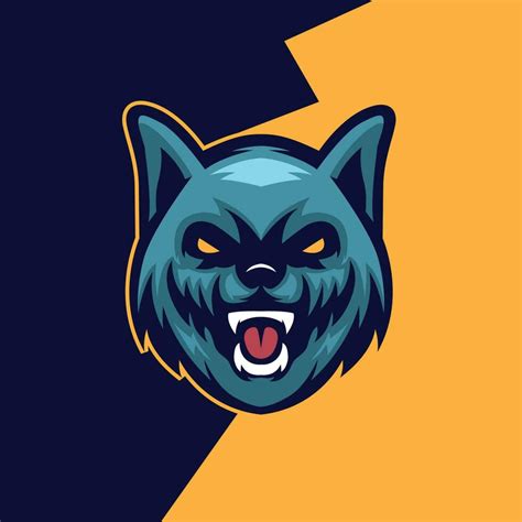 Blue wolf roar mascot logo 34350384 Vector Art at Vecteezy