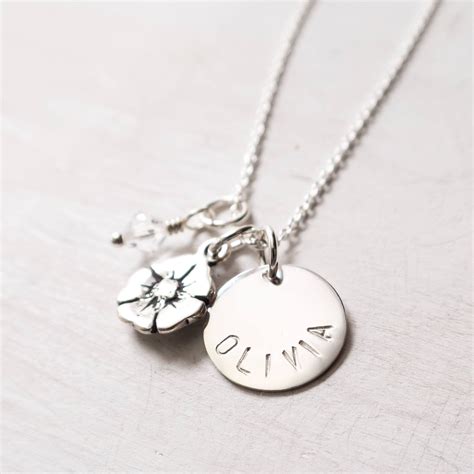 Name Necklace, Flower Girl Necklace, Personalized Jewelry, Birthstone, Gift for Girl, Dainty ...