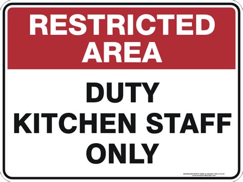 DUTY KITCHEN STAFF ONLY – Australian Safety Signs