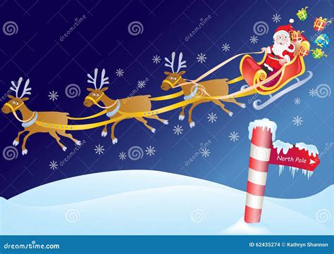 Father Christmas on Sleigh stock vector. Illustration of reindeer ...