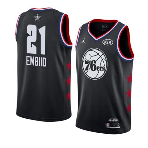 Philadelphia 76ers # 21 Noir Joel Embiid All-Star Game 2019 fini Swingman Maillot Hommes ...