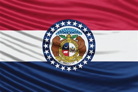 Premium Photo | Missouri state flag wave close up, missouri flag background