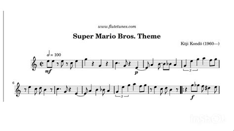 Super Mario Bros. - Flute [Popular Sheet Music] - YouTube