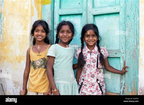 Smiling happy rural Indian village girls. Andhra Pradesh, India Stock Photo - Alamy