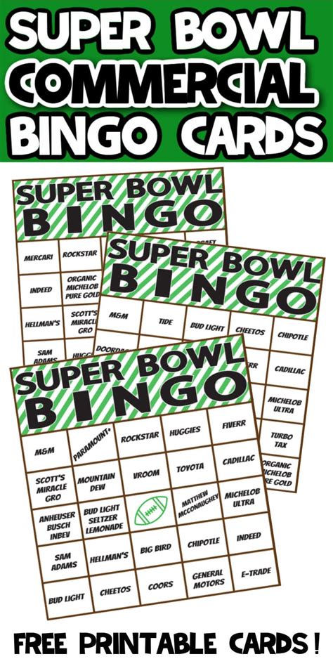 Free Printable Super Bowl Commercial Bingo Cards - PRINTABLE TEMPLATES