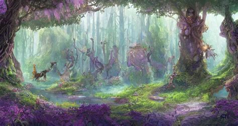 Enchanted and magic forest, by Disney Concept Artists | Stable Diffusion