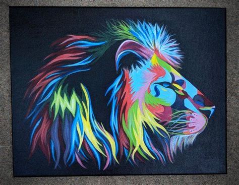 Rainbow Lion Painting- Face - Profile - Head- Colorful Lion | Lion painting, Colorful lion ...
