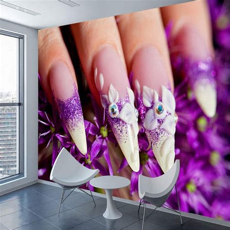 Xbwy 3D Nail Salon For 3 D Living Room Wall Paper Mural Rolls Tv Shop Store Home Decor 120X100Cm ...