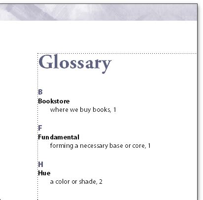 Glossary Page Examples