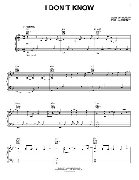 Paul McCartney I Don't Know Sheet Music, Notes & Chords | Sheet music ...