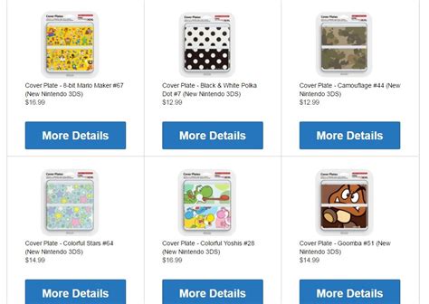 Selection of New 3DS cover plates refreshed on the Nintendo online store