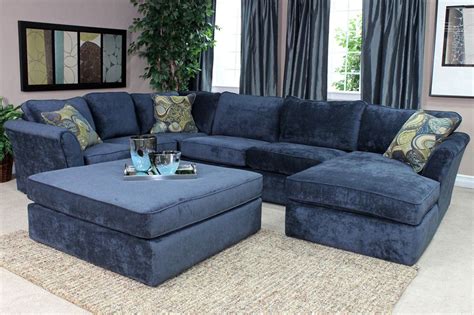 Living Room Interior, A Glamorous Navy Blue Sectional for Country Style Living Room: Awesome ...