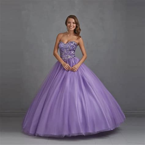 Strapless Ball Gown Beaded Light Purple Quinceanera Dresses-in Quinceanera Dresses from Weddings ...