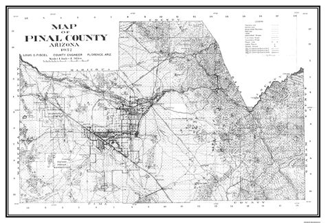 Old County Map - Pinal Arizona - 1932 - 33.44 x 23 - Walmart.com - Walmart.com