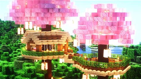 Minecraft: How To Build a Cherry Blossom Tree house l House Tutorial ...