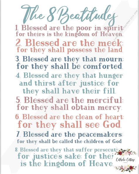 The 8 Beatitudes Told by Jesus Christ Catholic - Etsy