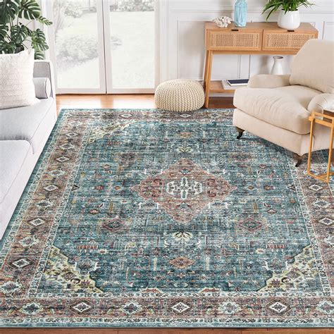 GlowSol 5' x 7' Area Rug for Living Room Persian Rug Distressed Floral ...