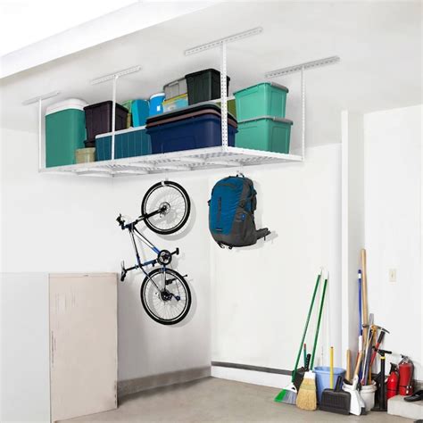 Fleximounts Adjustable Height Overhead Garage Storage 600-lb in White Steel (48-in W x 96-in D ...