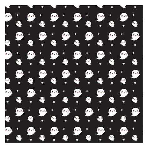 Premium Vector | Vector of cute ghost pattern on black background