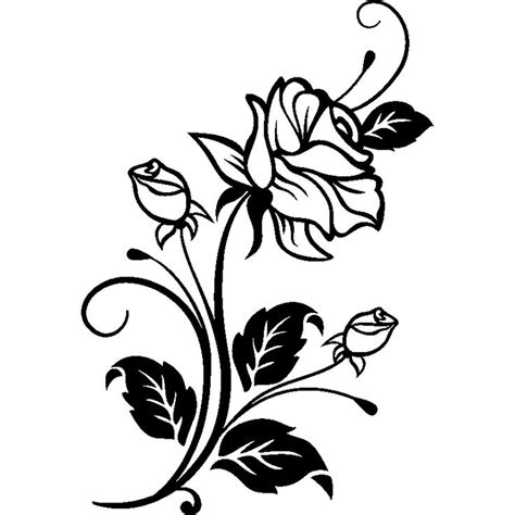 a black and white drawing of two roses with leaves on the stem, one ...