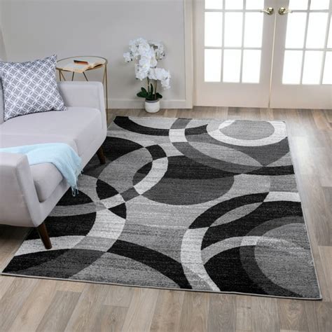 Contemporary Modern Circles Abstract Grey Area Rug or Runner - Walmart ...