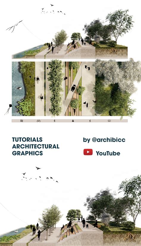 Landscape Design Perspective section + Top view | YouTube Tutorial b ...