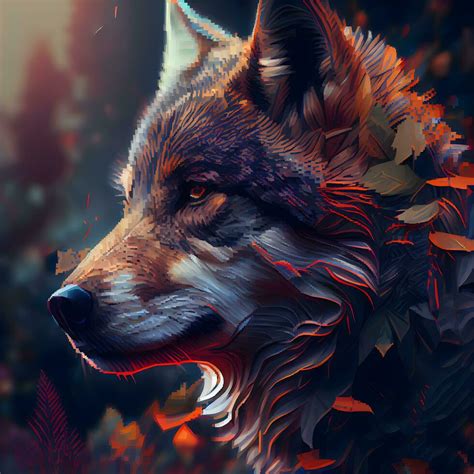 Illustration of a wolf in the forest. Digital painting of a wolf ...