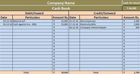 Download Simple Cash Book Excel Template - ExcelDataPro