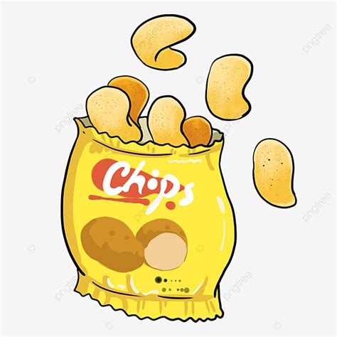 Potatoes Chips PNG Picture, Cartoon Snack Potato Chips Illustration ...