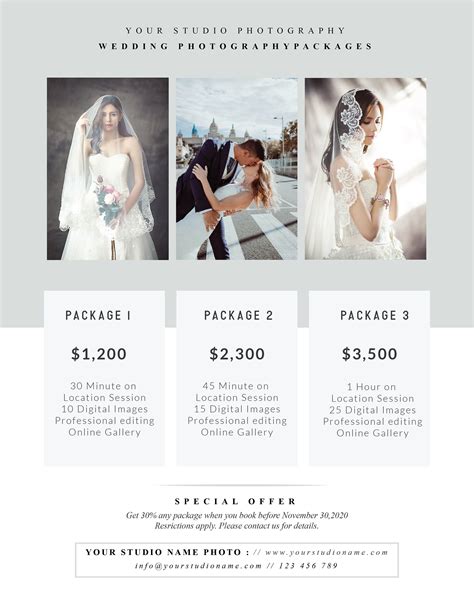 Wedding Photography Packages Template Free