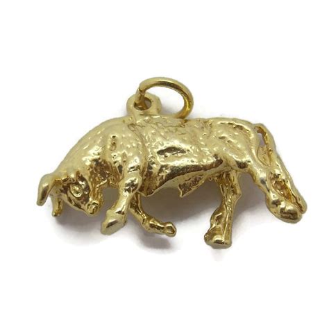 BULL CHARM PENDANT 14K YELLOW GOLD!! - Twins Jewelry Store